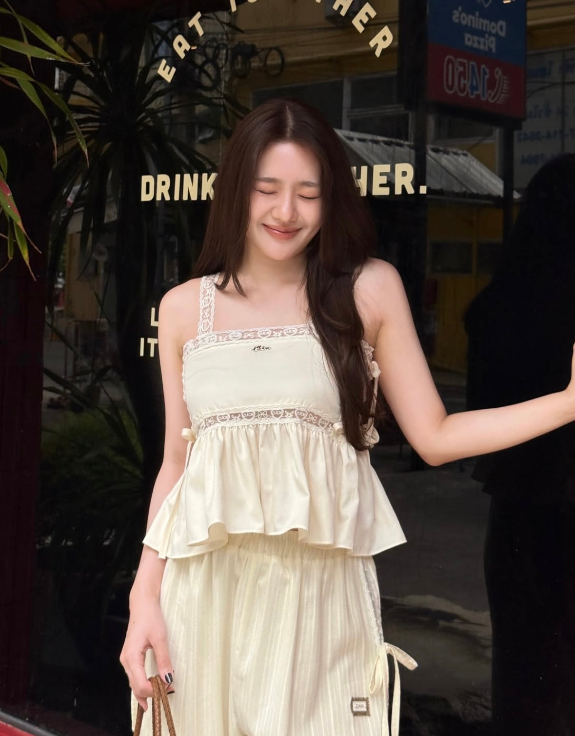 ♡預訂♡浪漫印花Lace蝴蝶結綁帶背心