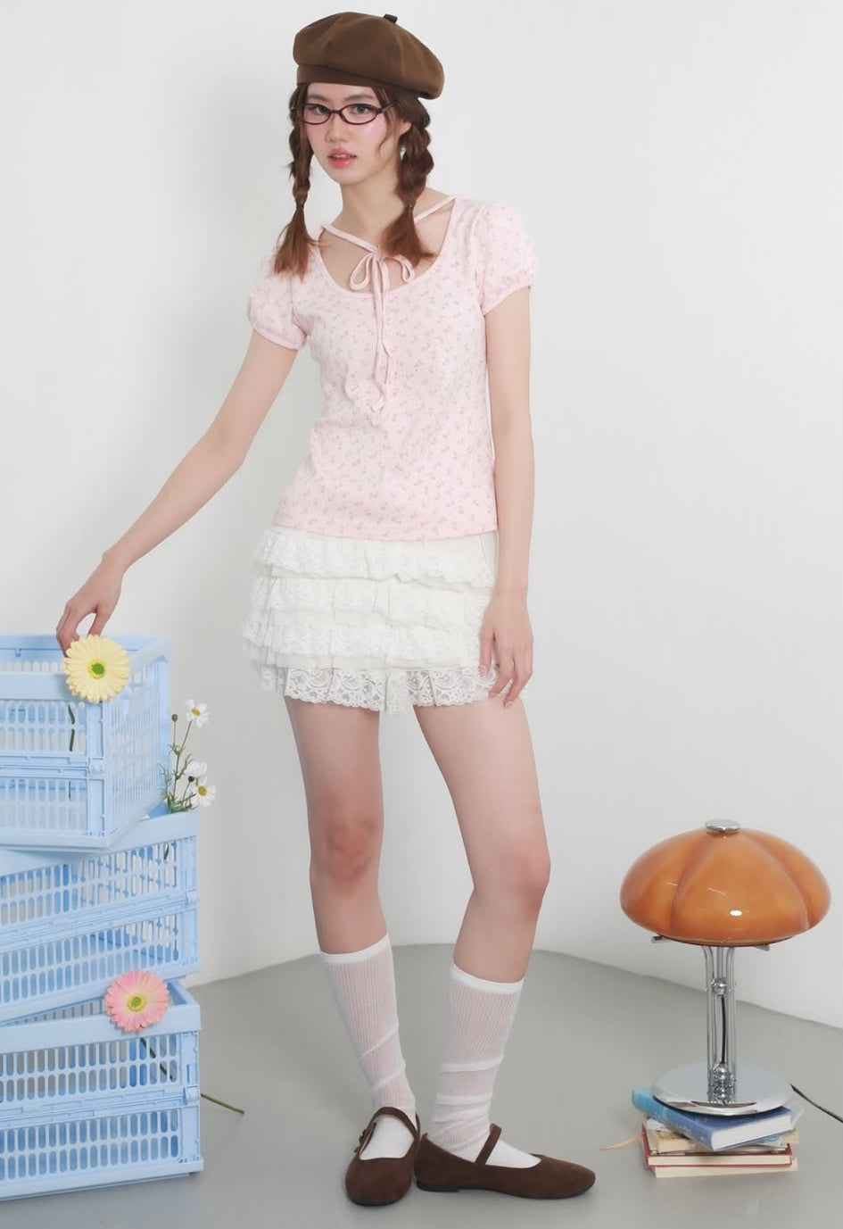 ♡預訂♡ 超可愛娃娃袖蝴蝶結綁帶上衣
