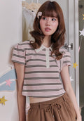 ♡預訂♡ 超甜美小清新心心條紋上衣