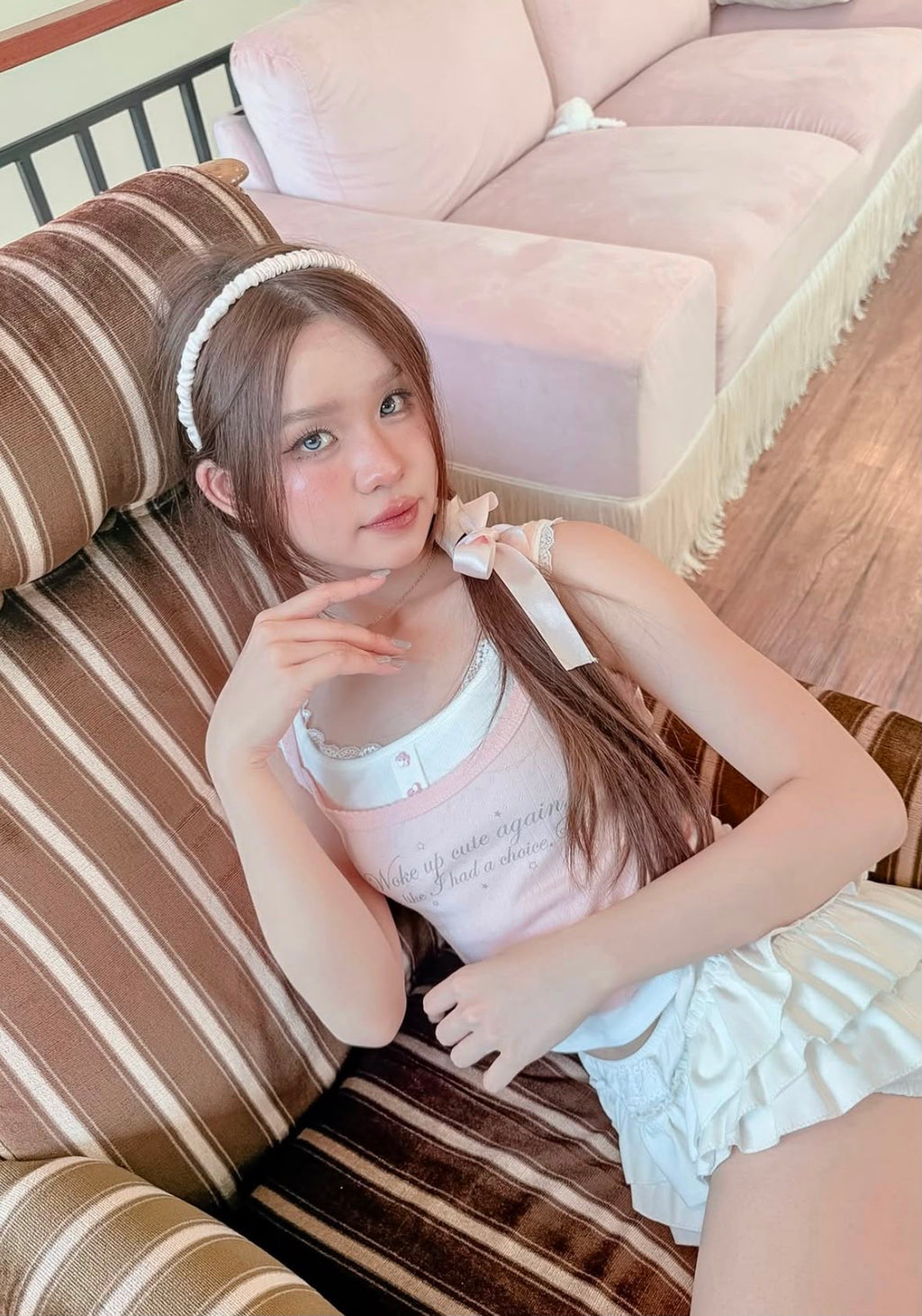 ♡預訂♡ 雙層視覺小心機Lace細肩帶精緻背心