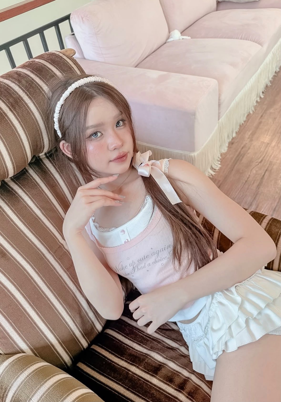 ♡預訂♡ 雙層視覺小心機Lace細肩帶精緻背心